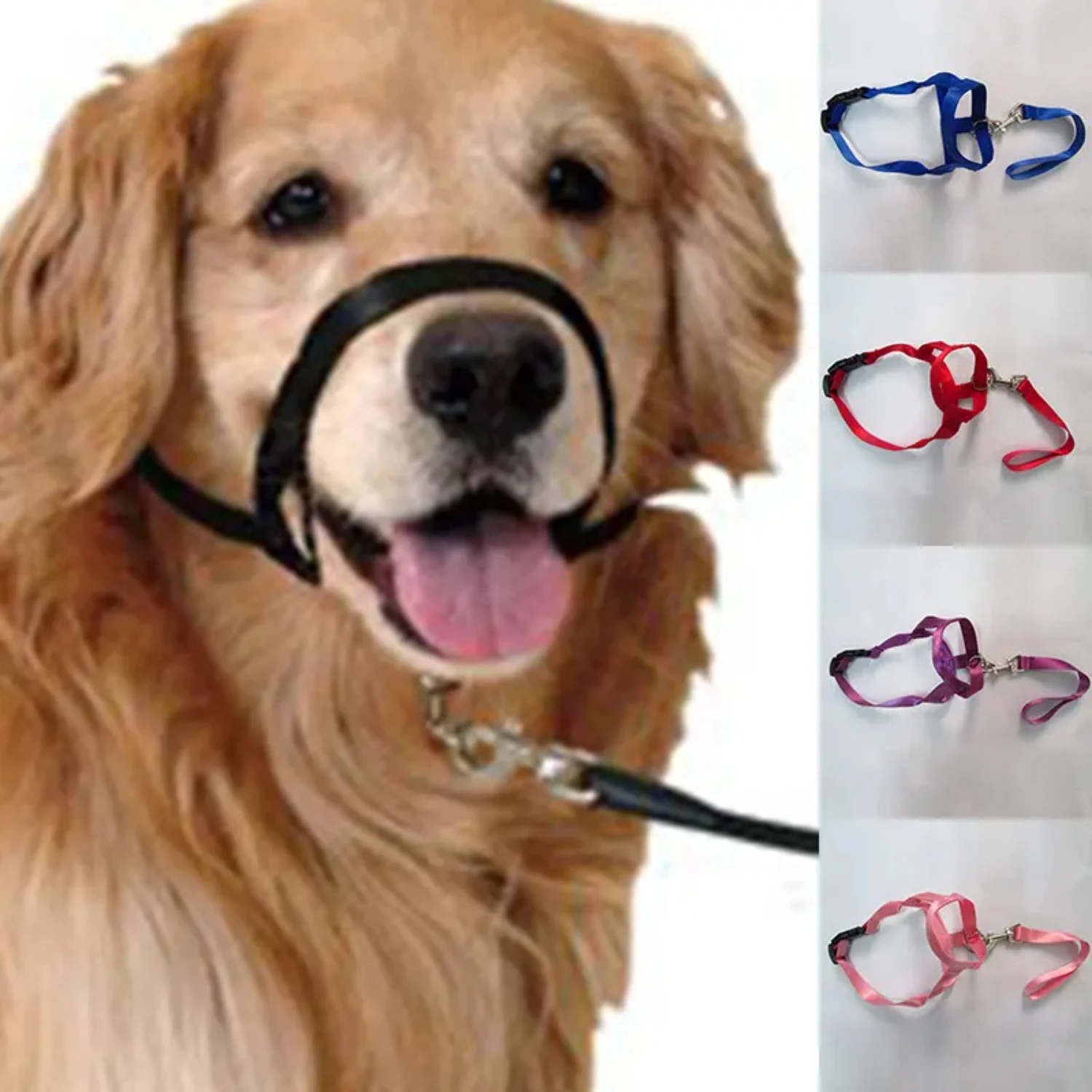 Soild Adjustable  Pull Bite Straps Leader Belt Training Leash Leader  Collar Dog Collar Muzzle Dog Halter Gentle Harness