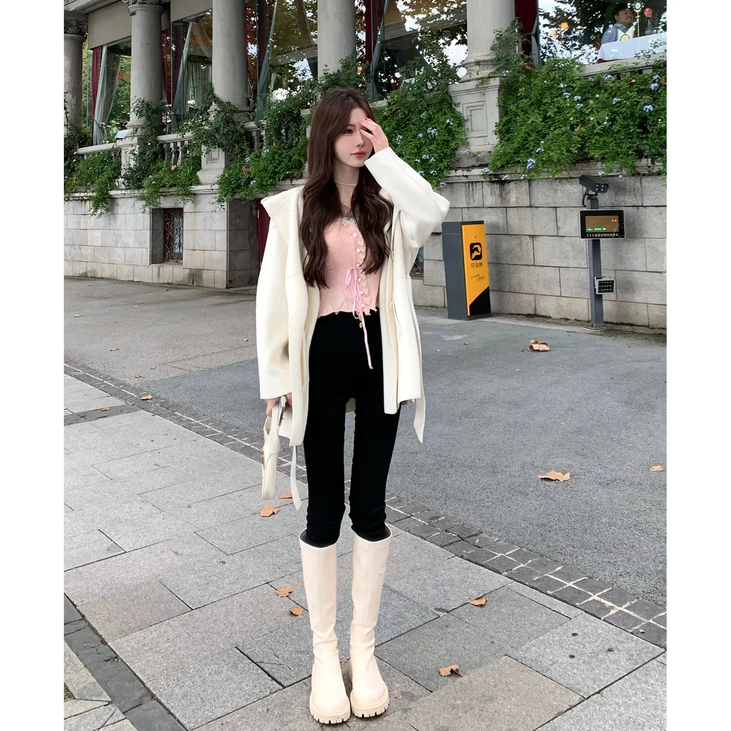 Cropped Cardigan 2024 Women Clothes Sweet Ruffles White Sueter V-neck Long Sleeve Tunic Pull Femme Drawstring Knit Sweater Tops