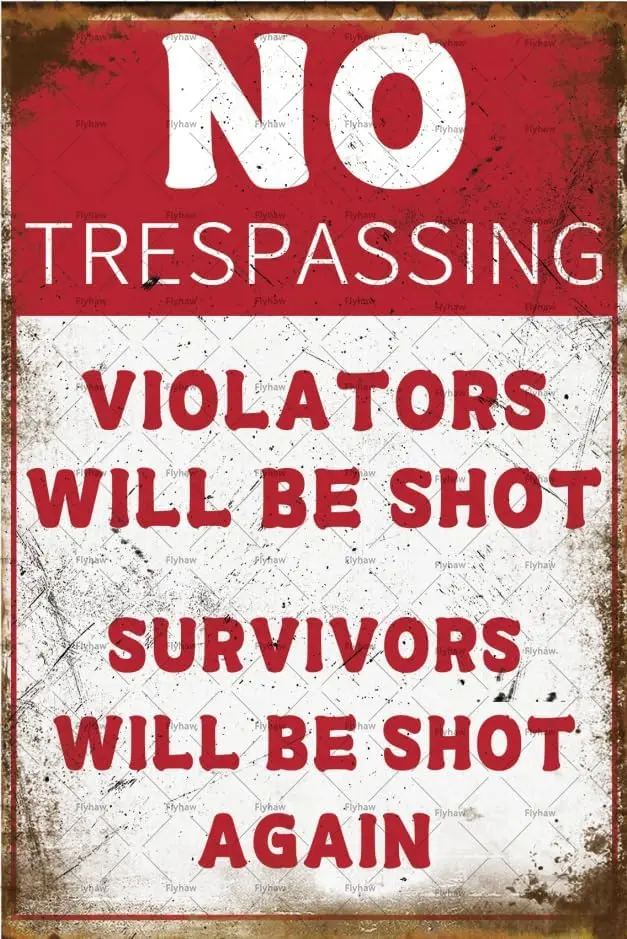 Warning Man Cave Tin Sign No Trespassing Metal Tin Sign Violator Will be Shot metal tin signs warning tin poster 8x12 inch