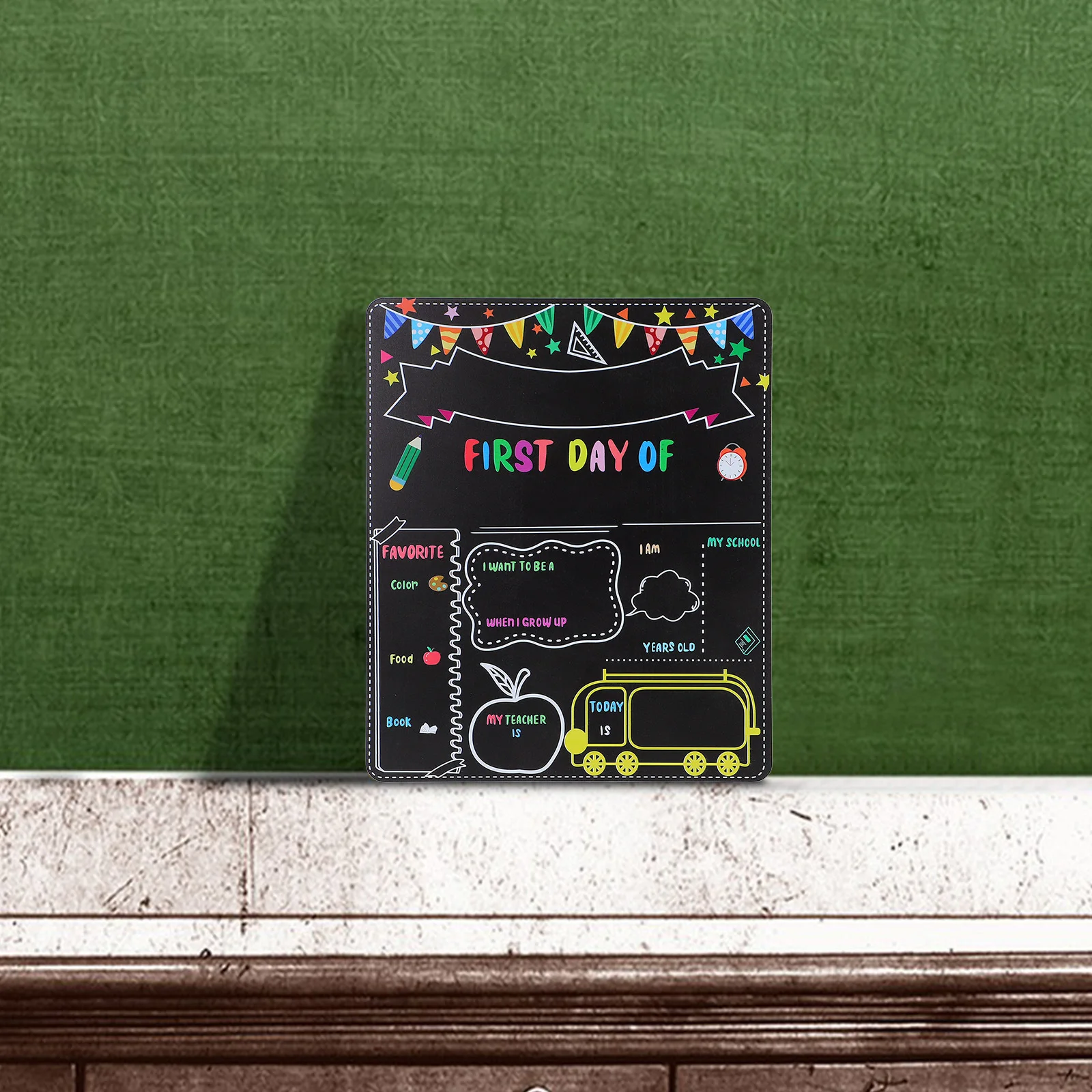 Pizarra de doble cara, tablero escolar compacto, recuerdo de fotos del primer día, decoración de aula de madera ligera, reutilizable