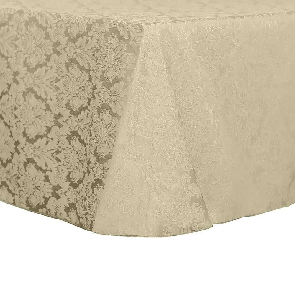 

10 Pack Damask Saxony 52 x 70Inch Oval Tablecloth Scroll Jacquard Design, Cafe