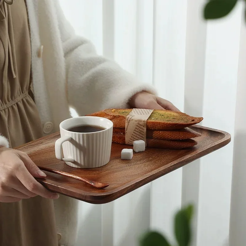 Acacia Wood Rectangular Tray Wooden Tea Tray Put Cup Storage Tray Japanese Snacks Snacks Coffee Tray