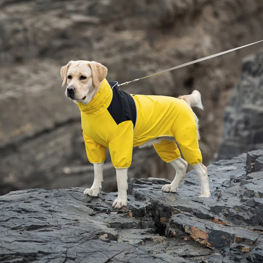 

Waterproof Dog Raincoat for Labrador/Golden/Shiba - 4-Leg Full Coverage Non-Slip Design, for Medium/Large Dogs