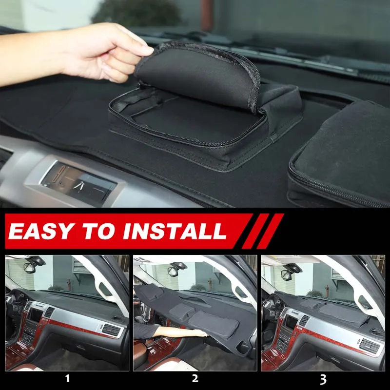 لكاديلاك إسكاليد 2007-2014 جلد الغنم لوحة سيارة المنظم حصيرة تخزين الوسادة تستيفها المنظم اكسسوارات