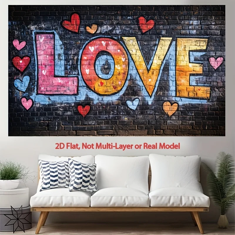 Colored graffiti brick wall Digital printing polyester wall tapestry suitable for use in living bedrooms offices bars and party