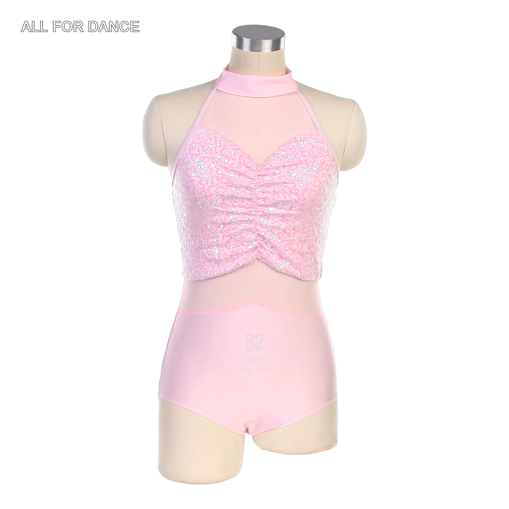 17098 Adult Ballet Wear Halter Zsa Zsa Sequin Spandex With Mesh Bodice Dance Leotard For Stage Performance Dance Costume