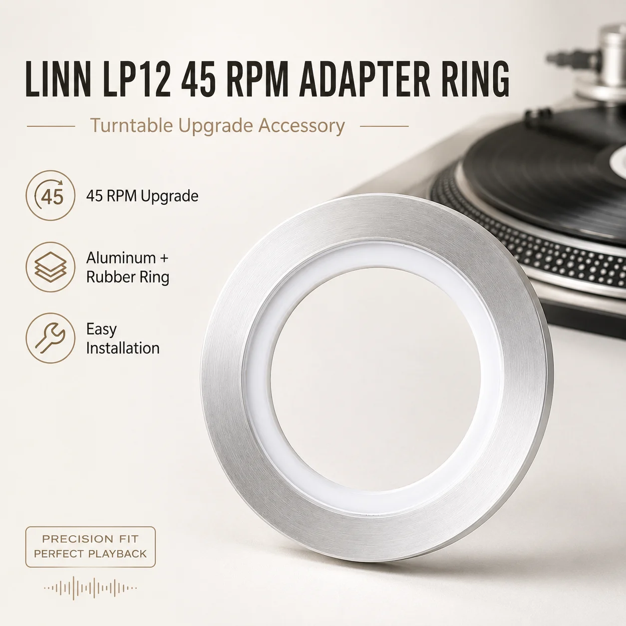 

45 RPM Turntable Adapter Ring For LINN LP12 Aluminum Speed Conversion Ring Vinyl Player Upgrade Parts