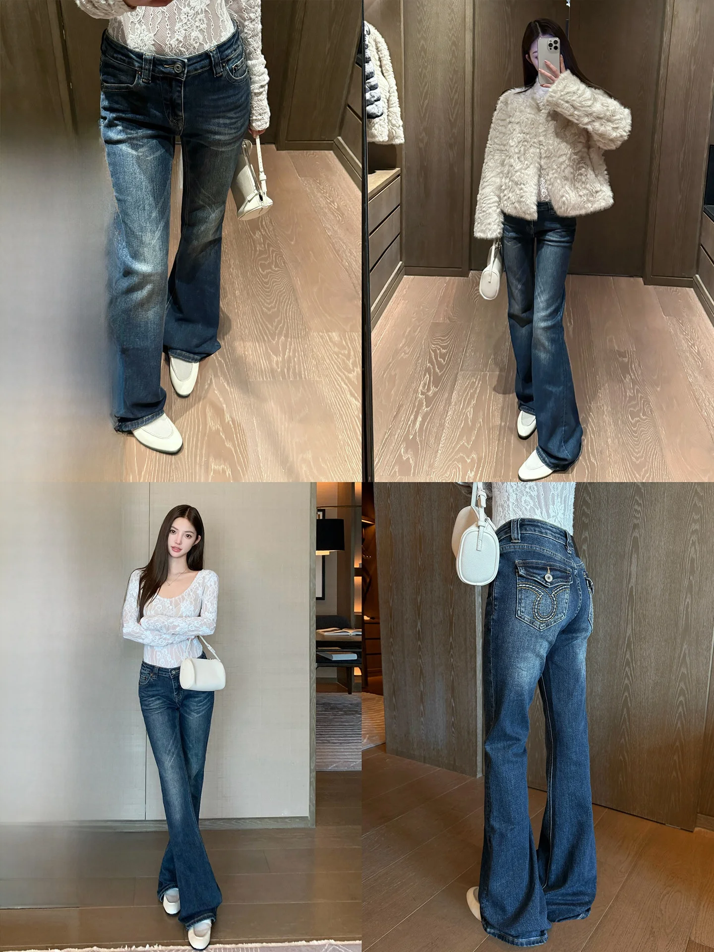 

Женские джинсы-клеш с низкой талией, винтажные синие брюки, ретро-клеш, модная зимняя коллекция