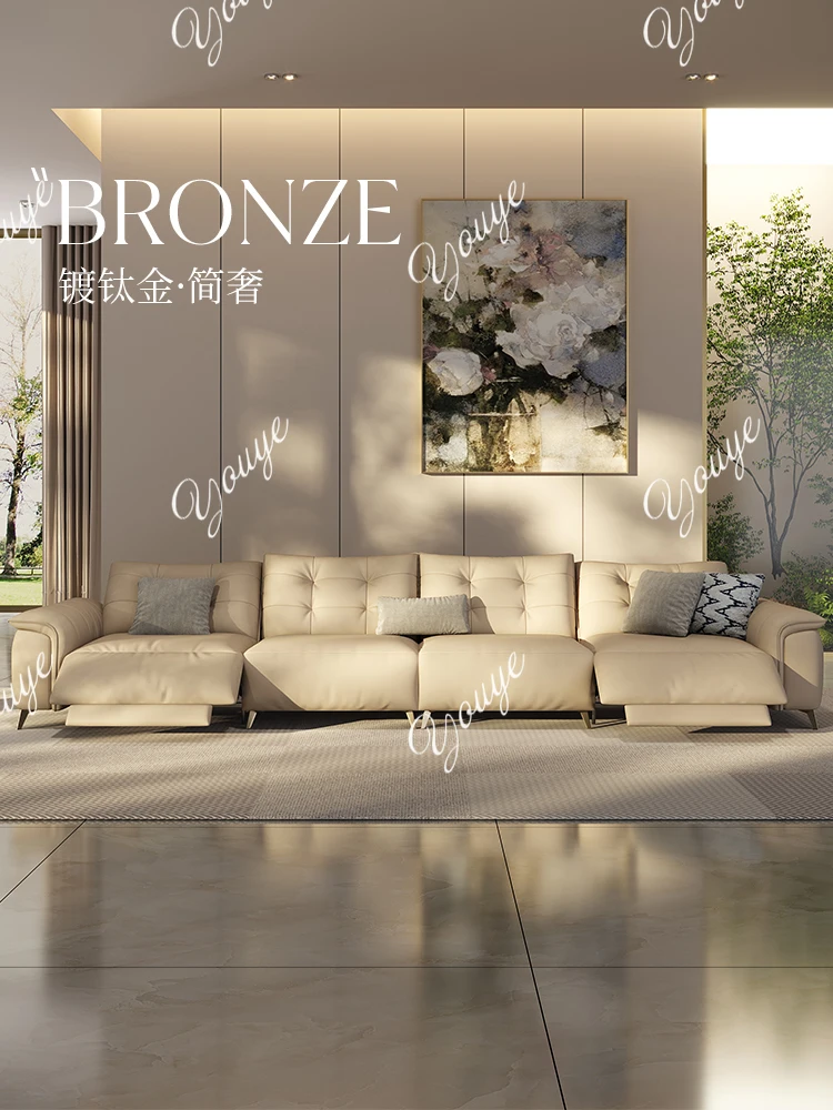 Легкий роскошный многофункциональный электрический диван на высоких ножках, который можно лежать и регулировать первый слой настоящей воловьей кожи для гостиной.