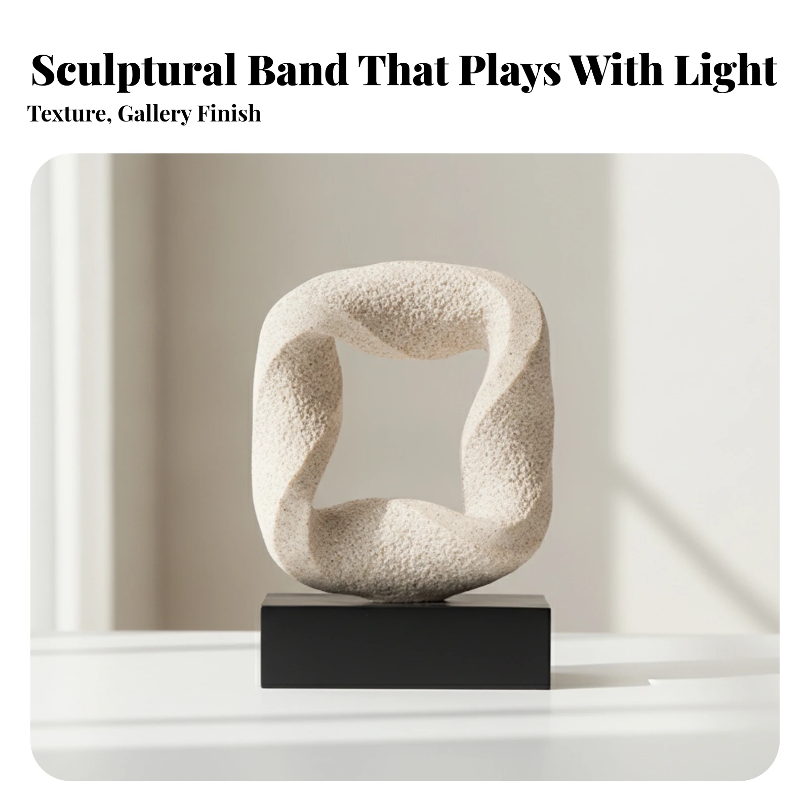 Abstract Tabletop Statue Modern Geometric Loop Sculpture Endless Loop Sculpture Textured Shelf Decor Resin for Home Decorators