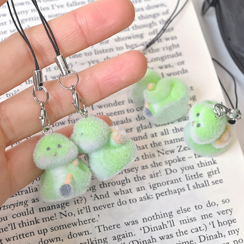 Cute Cartoon Flocking Snake Keychain Cute Plush Animal Cartoon Mobile Phone Chain Bag Pendant Lovely Key Accessories Gifts