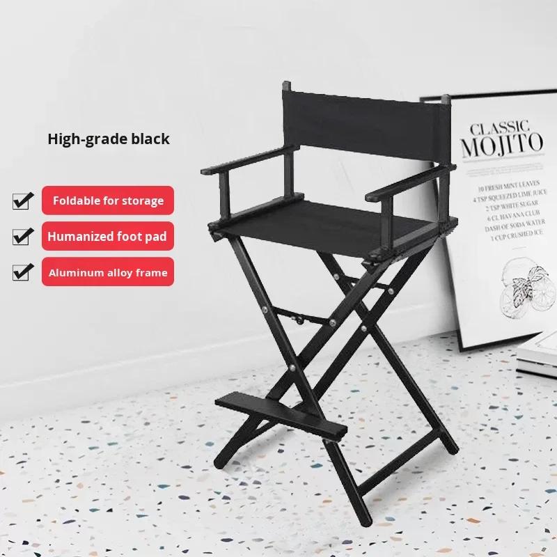Light Luxury Aluminum Alloy Folding Director's Chair with Backrest Portable Outdoor Beach Use High Feet Design