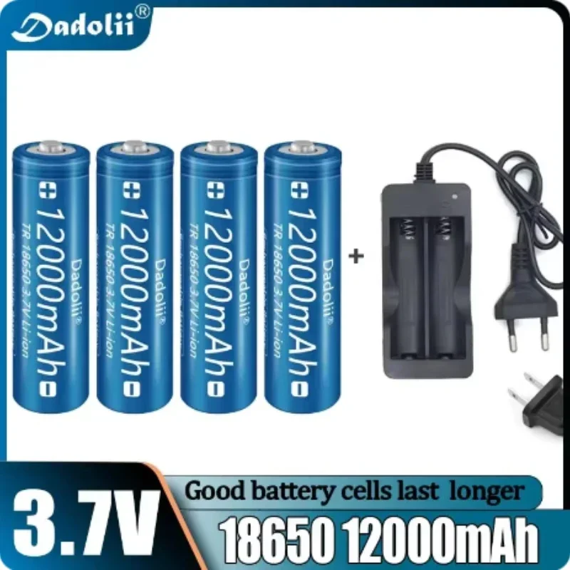 18650 3.7V 9900mAh large capacity rechargeable battery and charger, suitable for LED lights, toys, Mp3 small fans, microphones