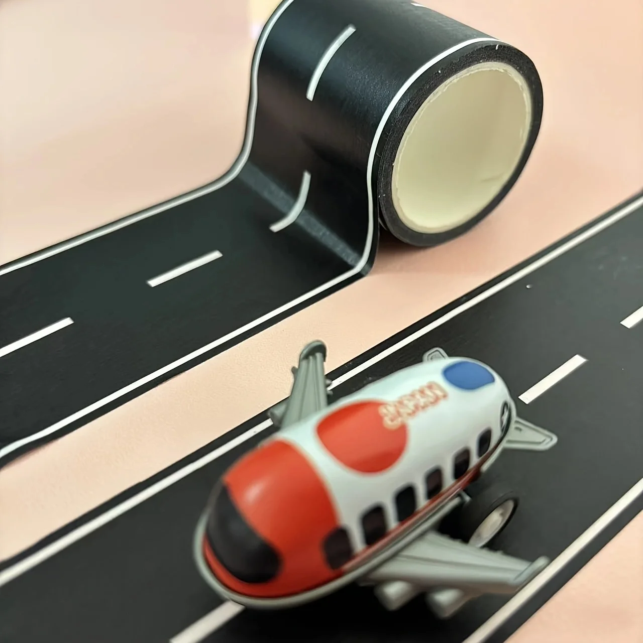 2 rolls of cartoon-style reusable road stickers and black road tape, suitable for party racing car decoration 2