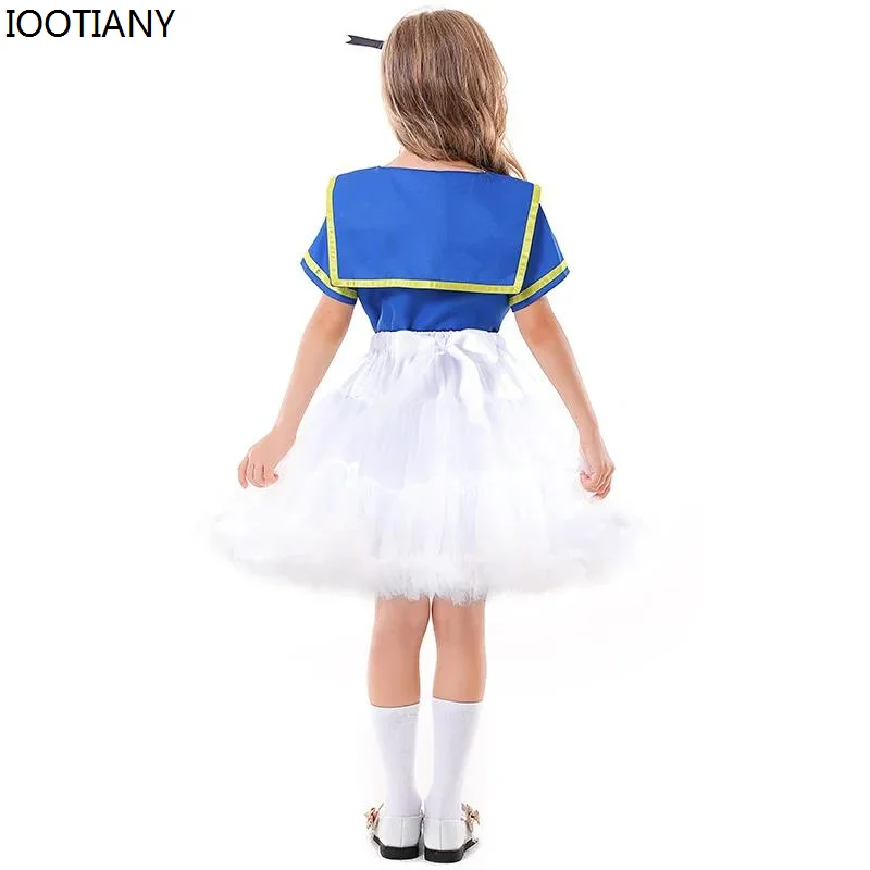 Female Duckling Sailor Puffy Skirt Girl Halloween Blue Navy Sailor Cosplay Costumes Uniform Carnival Party Performance Clothes