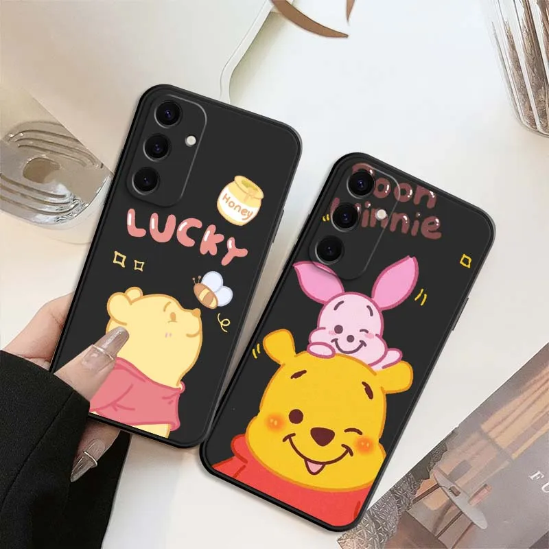 

Disney Winnie the Pooh Cartoon Phone Case For Samsung Galaxy S25 S24 S23 S22 S21 S20 S10 S9 Ultra Plus FE 5G Black Soft Cover