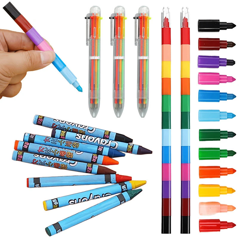 Graffiti Stationery Colorful Ballpoint Pen Painting Crayons Stackable Crayons School Artclass Accessories Party Game Rewards ZYF