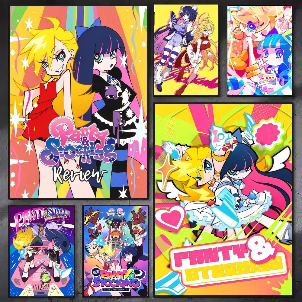 anime Panty & Stocking with Garterbelt Trendy Classic hot HD Self-Adhesive Waterproof Art Poster Room Decor, New Arrival On Sale