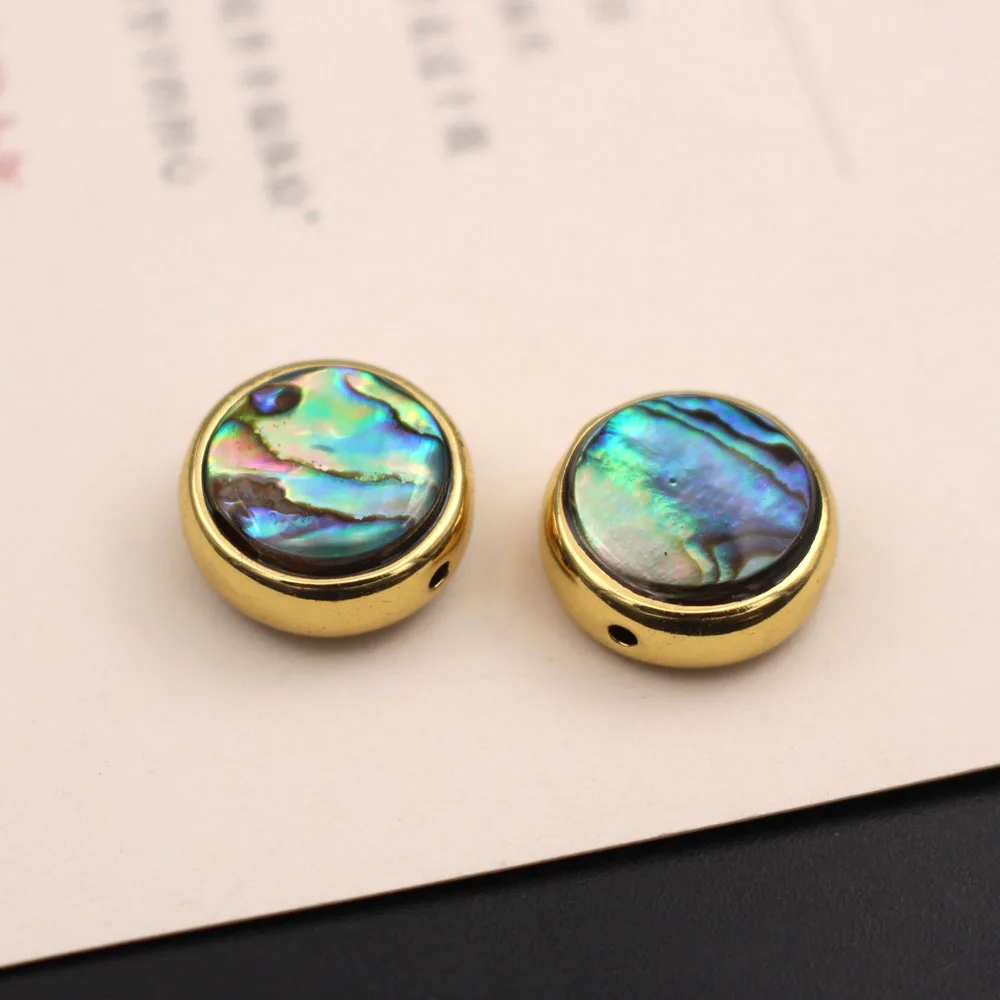 6pcs Natural Abalone Shell Pendant Round Square Heart Oval Shape Spacer Beads DIY For Jewelry Making Bracelet Necklace Earrings