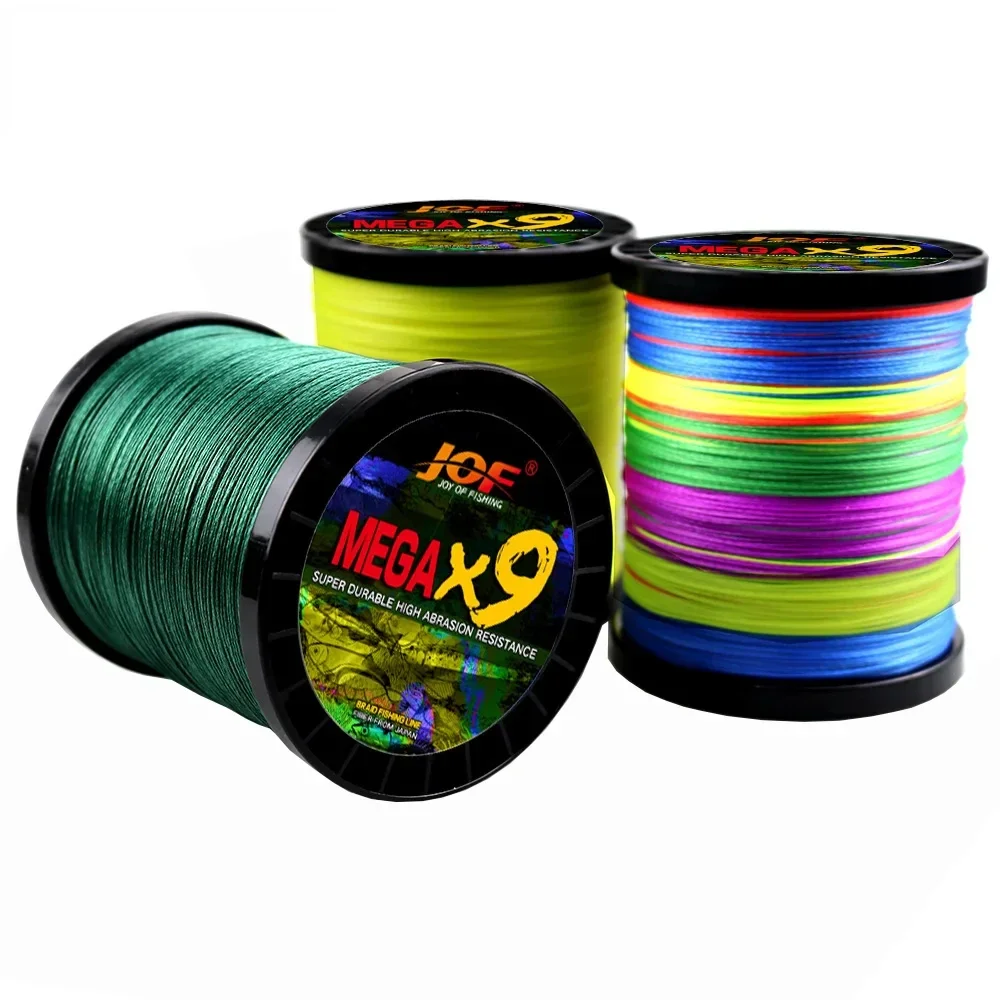 JOF 9Strands Multifilament Fishing Line 100M/300M/500M PE Braided Line Smooth Carp Fishing 20/24/35/40/50/65/80/100 LBS