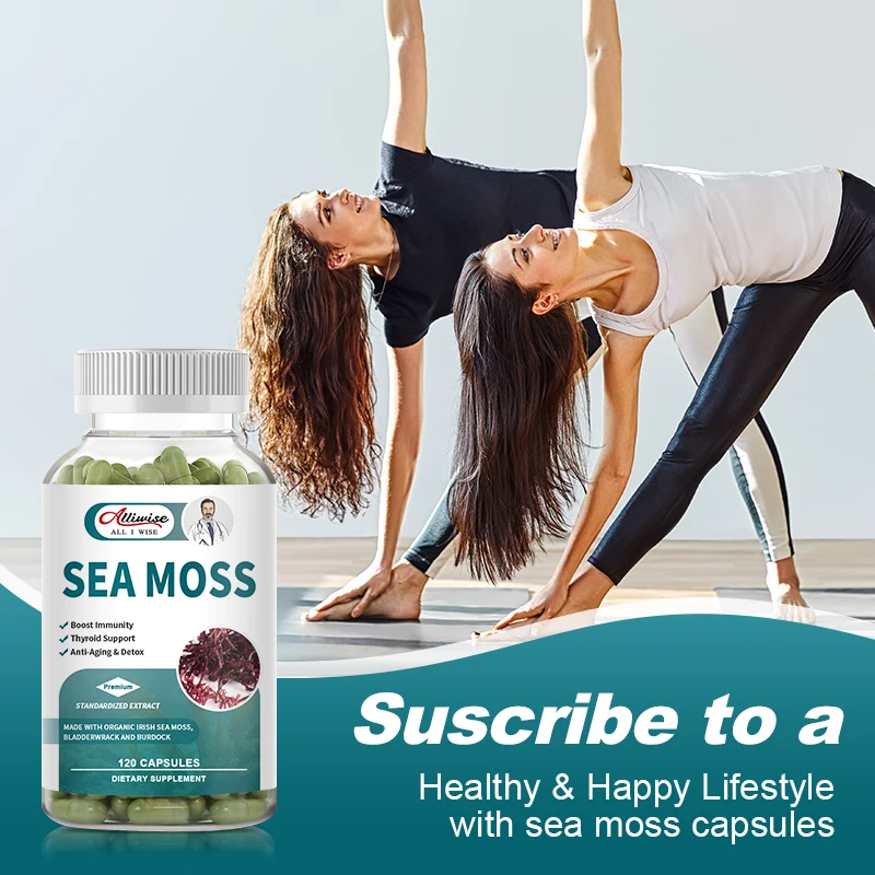 Alliwise Organic Sea Moss Capsules  Immune System Supplements Joint Health Flexibility Skin Nails and Thyroid Health