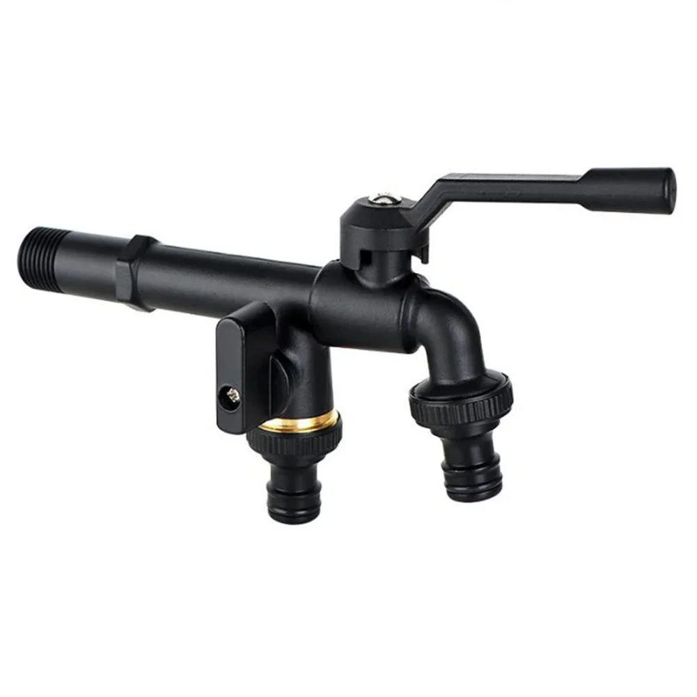 Copper Faucet Double Head Faucet 1 2 Inch Interface High Flow Rate Integrated Ball Valve Leak-Proof Seal For Garden