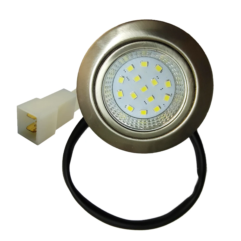 2-teiliges 50-mm-Loch-Glühbirnenlicht für Dunstabzugshauben, 1,5 W DC 12 V, Rauchentlüftungslicht für Herdhauben, Schrankleuchte, DJ7029-6.3-11/21-Anschluss