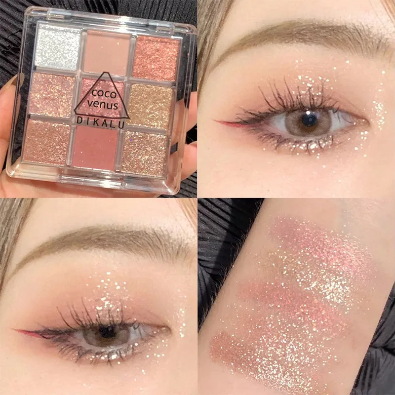 Nueva paleta de sombra de ojos de nueve colores, paleta de sombra de ojos con brillo mate nacarado, pigmento de sombra de ojos brillante