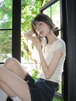 Pure Cotton ort Sve V-Ne T-irt Women's Slim Fit Casual Versatile Summer Top Korean Sle Commute Faion - Image 4