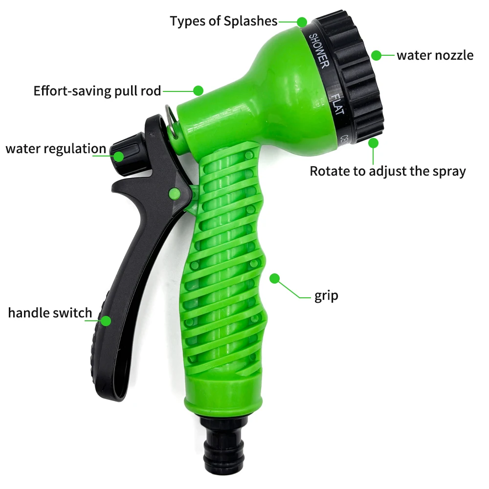 7 Patterns Water Gun Foam Pot Flexible Reels Hose Car Wash Gun Sprayer Garden Hose Pipe Water Hose Expandable Magic Hose