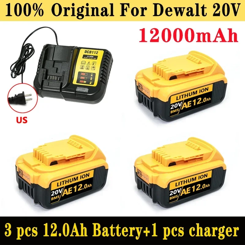 Orijinal Yedek Pil DeWalt 20 V 12000 mAh MAX Li-ion Pil DeWalt DCB200 DCB201 DeWalt Aracı Piller