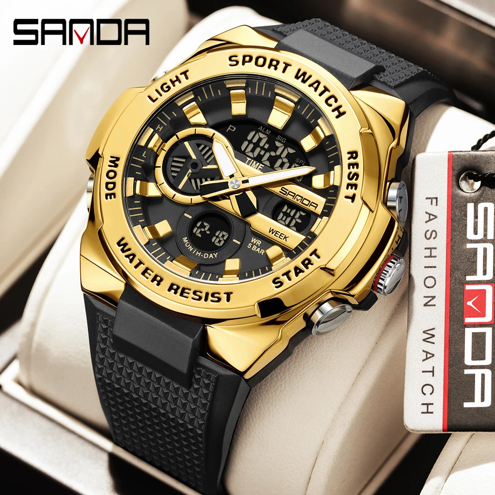 SANDA New 3385 Luxury Student Electronic Watch Outdoor Sports Multi functional Luminous Waterproof LED Student Electronic Watch