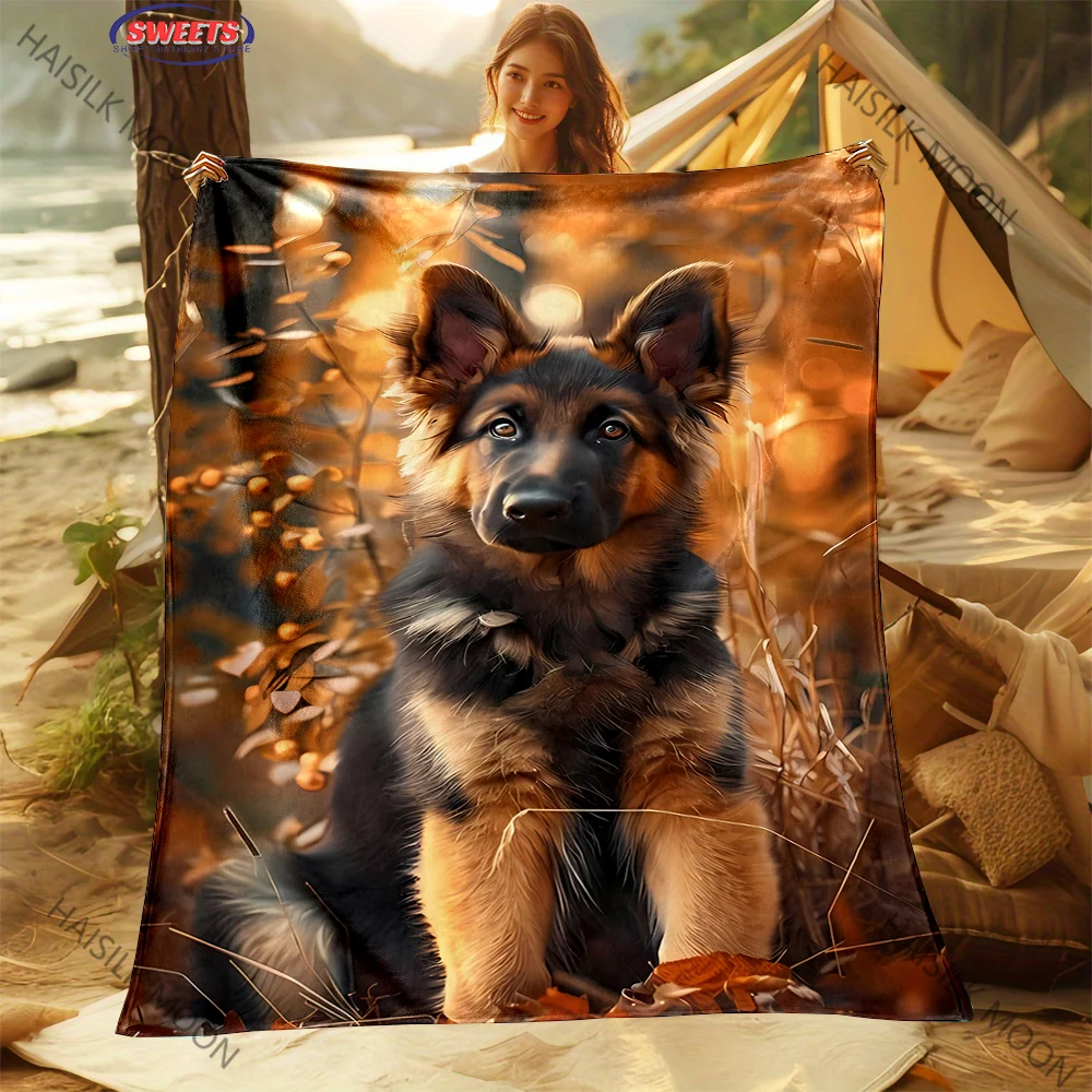 

Exclusive Benefits for Dog Lovers German Shepherd Printed Blanket Gifts for Men, Flannel Fleece Throw for Room Bed Sofa Office