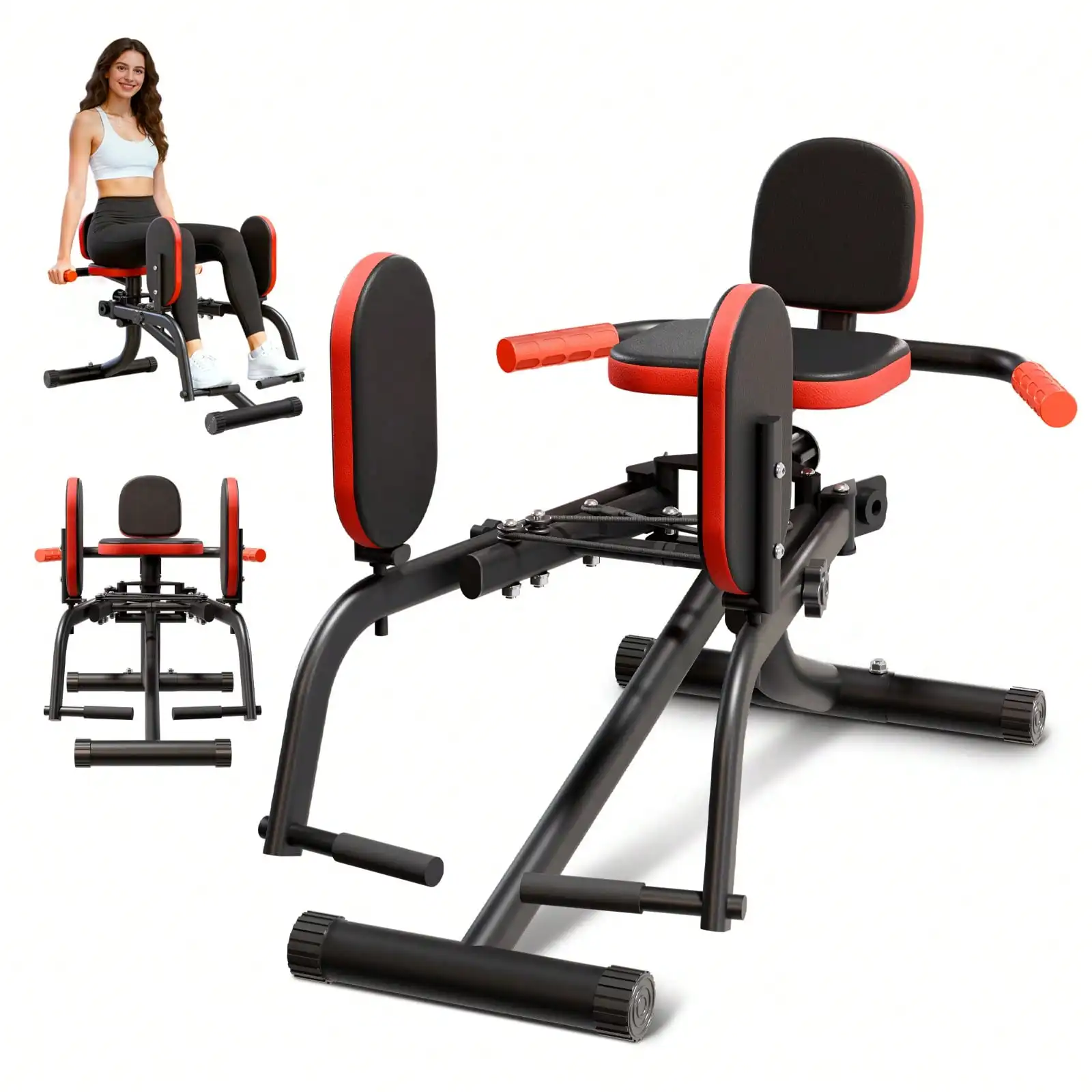 Hip Abductor Machine For Home Gym - USA Based - Booty Builder & Booty Trainer For Women – 3 Resistance Levels – Bonus Arm Bands, Thigh Workout – Glute Workout Equipment & Glute Machine