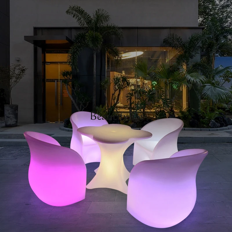 Customized Luminous Table and Chair Bar Nightclub Tea Table Combination Colorful Outdoor Activities Leisure Creative