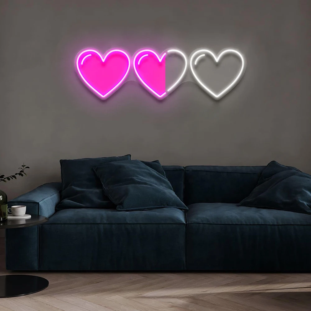 Heart Neon Sign for Bedroom Living Room Wall Hanging Decoration Light Signs Custom Heart Led Neon Light Party Backdrop Decor