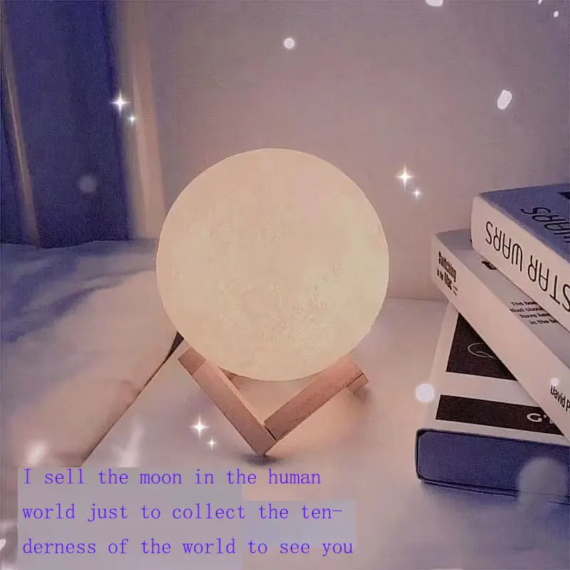 Hot 3D Moon Night Light Creative Bedside Atmosphere with Plastic Stand