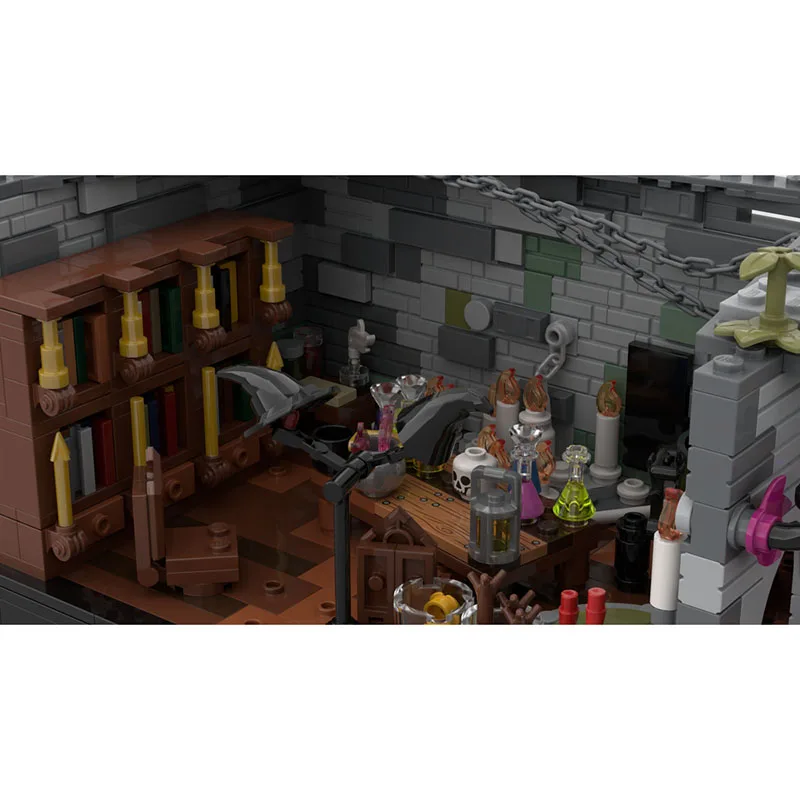 Bloc de construction Moc de jeu célèbre, modèle de scène, salle d'alchimie de sorcière, bloc de construction modulaire, jouet cadeau pour enfants, ensemble de bricolage à assembler