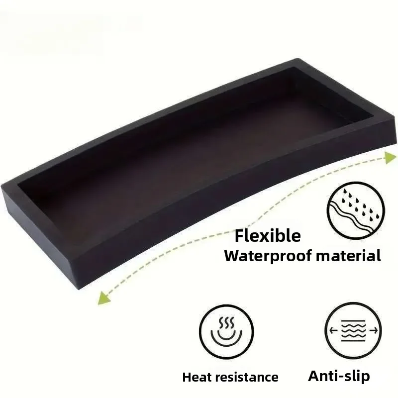 Silicone Bathroom Counter Tray Hand Sanitizer Shampoo Storage Jewelry Display Organizer Waterproof Multi Functional Vanity Tray