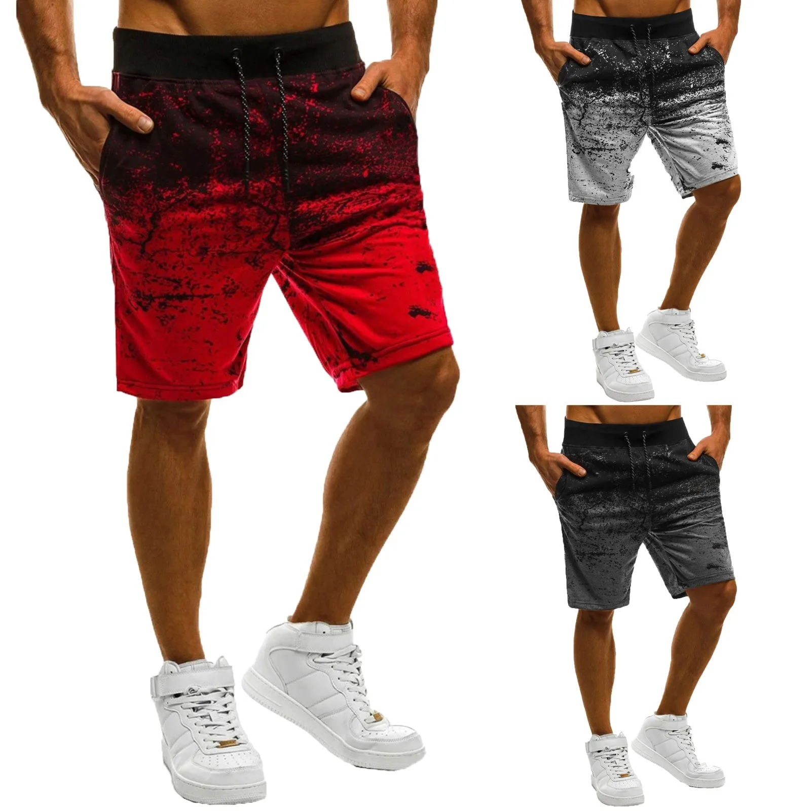 Men'S Shorts Gym Sports Loose Pants Summer Street Five-Point Pants Outdoor Print Fitness Jogging Workout Short Bermudas Masculi