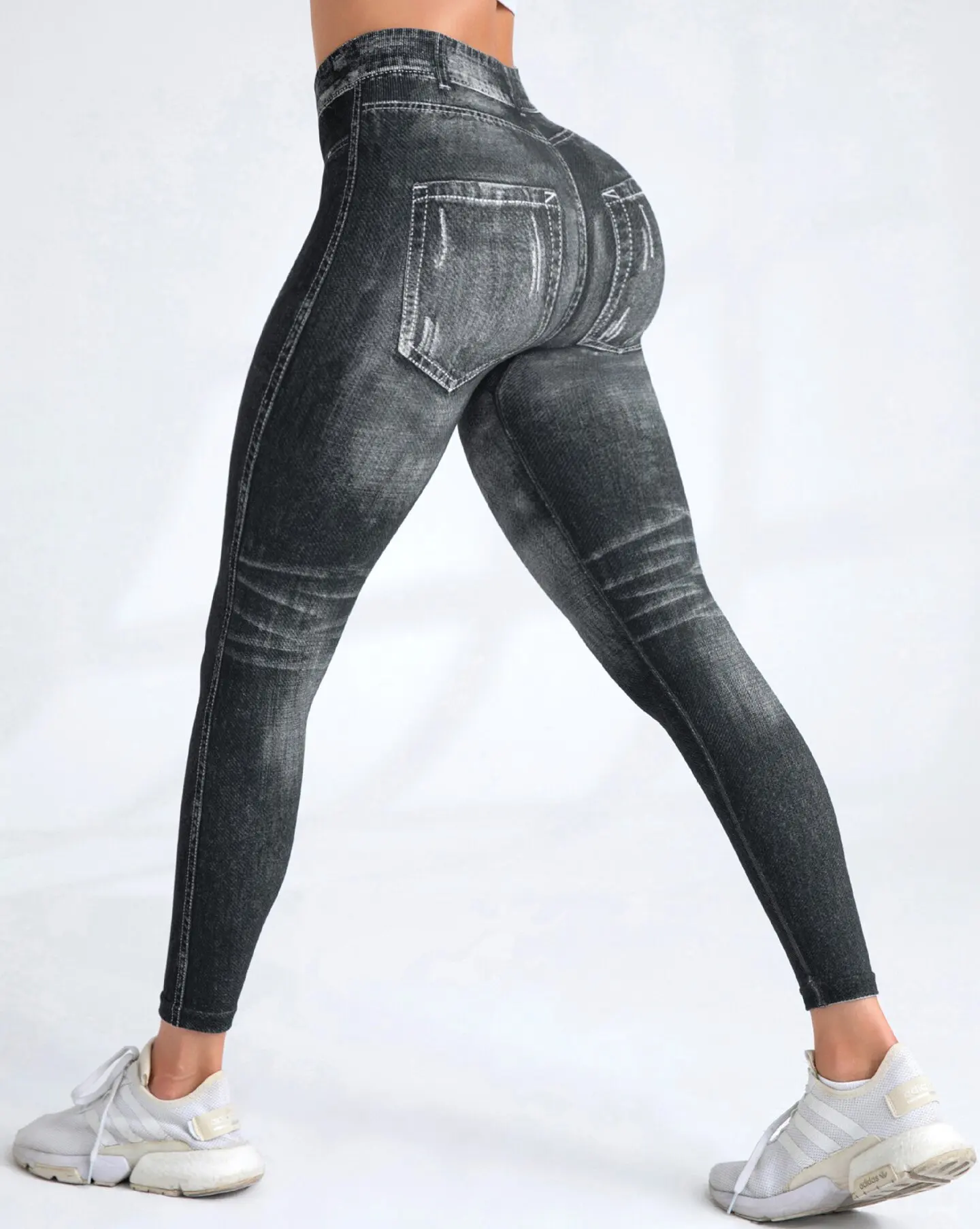 Leggings en Jean Imprimé artificiel astique à vaccage Rapide pour Femme, Pantalon de Yoga, Vêtements d'Entraînement, de Course à Pied, de Fitness