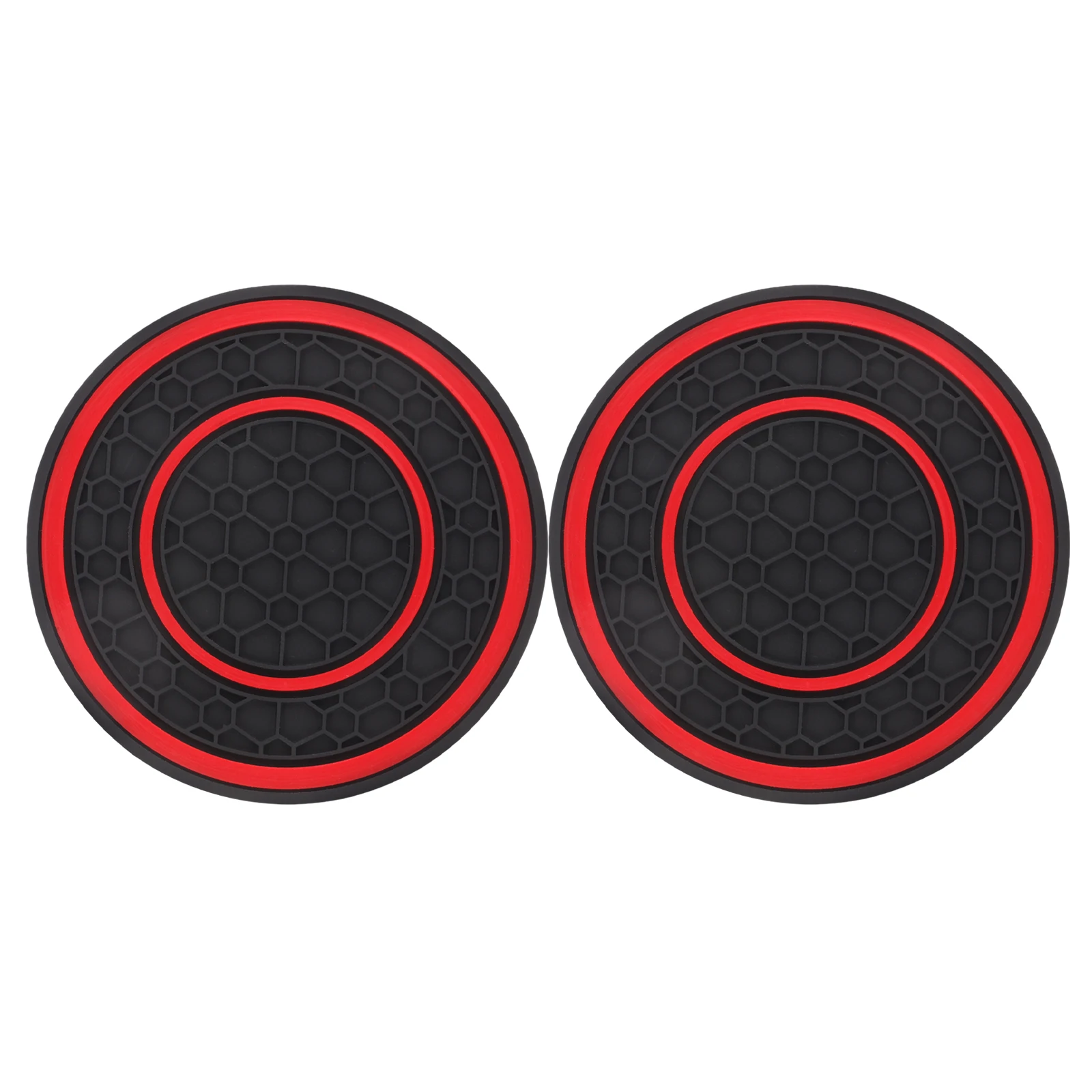 

2pcs Car Coasters For Cup Holder Silicone Universal Non-Slip Waterproof Insulated Auto Mat Minimalist Black Design Vehicle
