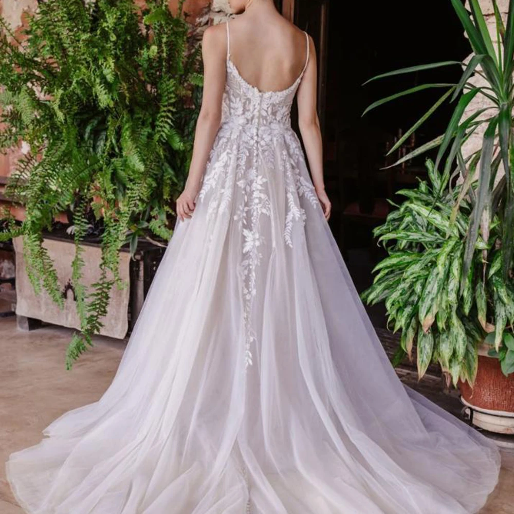 Simple Ivory Wedding Dresses for Women Spaghetti Straps Sleeveless Bridal Gowns with Lace New Summer 2024 Vestido De Novia