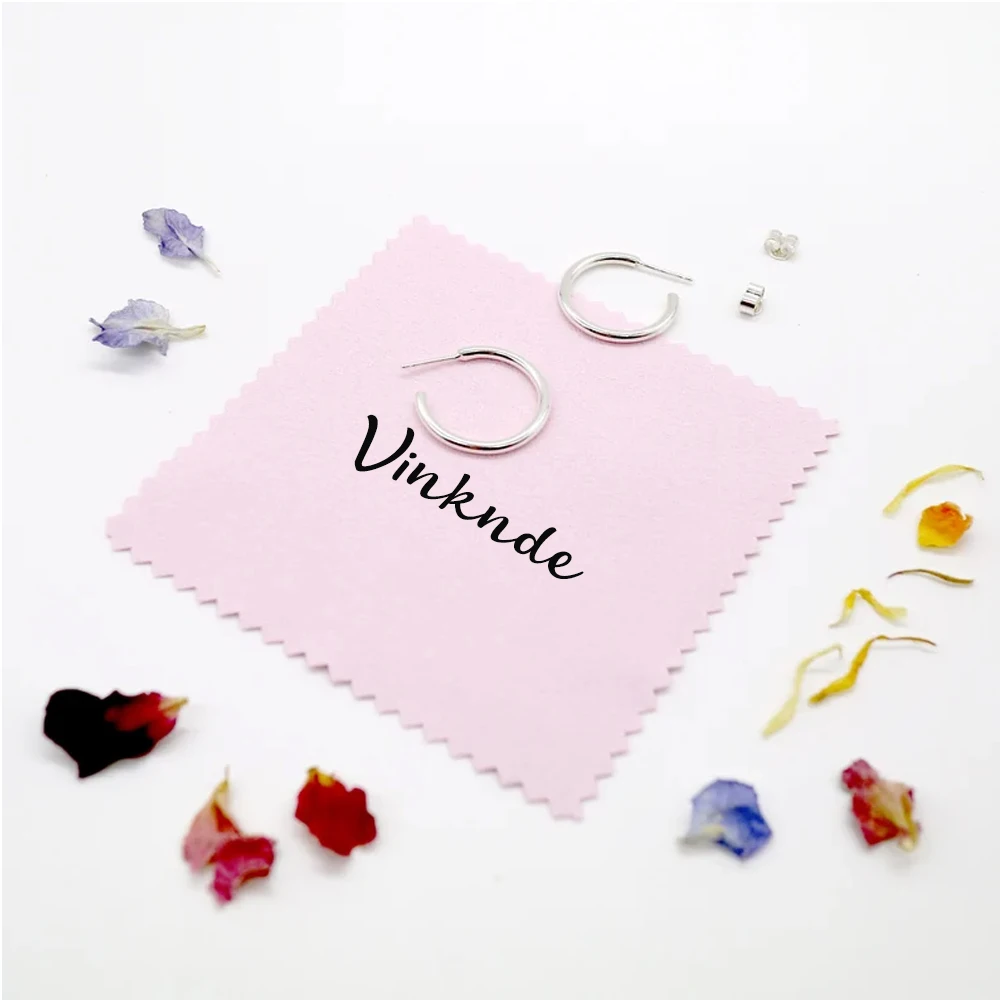 50pcs Bulk Wholesale Custom Logo Jewelry Polishing Cloth Silver Cleaning Cloth Jewelry Microfiber Cloth Glasses Gold Necklace