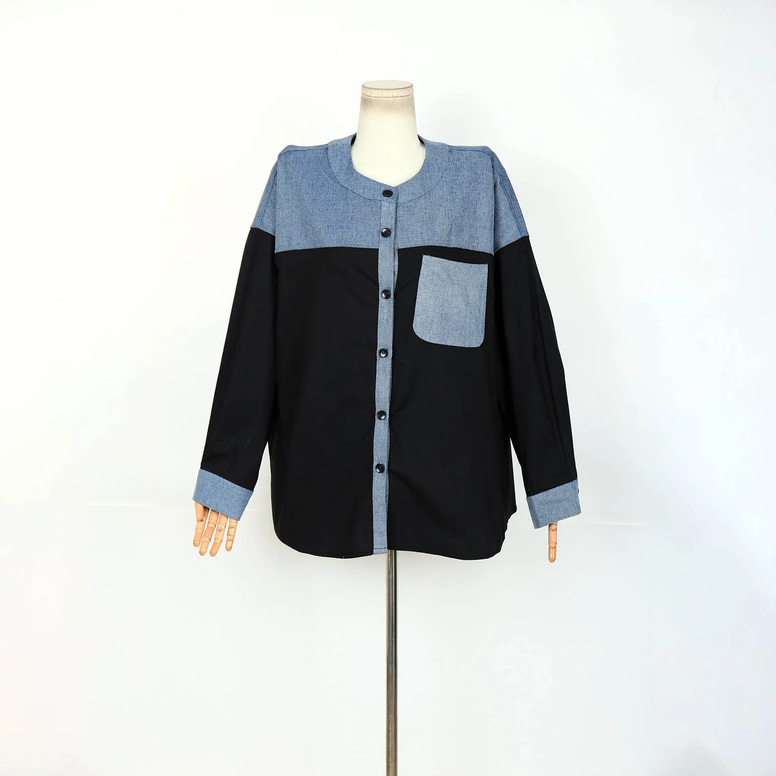 

Women's Spring Blouse 2025 New Fashion Contrast Color Patchwork Long Sleeve Button Down Loose Shirt Casual Office