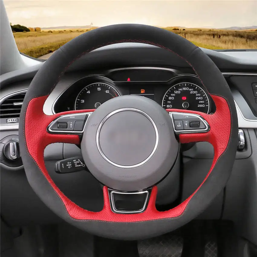 

Нескользящий кожаный чехол на руль автомобиля с ручной вышивкой для Audi A1 A3 A5 A7, аксессуары для интерьера