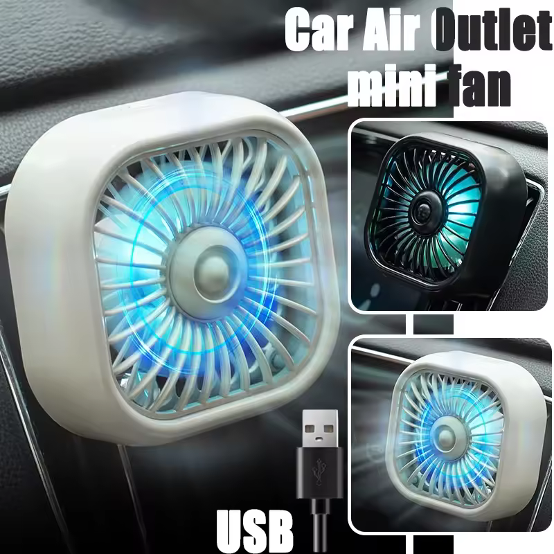 אוויר רכב נייד שקע מאוורר USB יצירתי רעש נמוך קריר חזק 3-מהירות מתכווננת מכונית מיני מאוורר עם אור עבור משאית קרסוב
