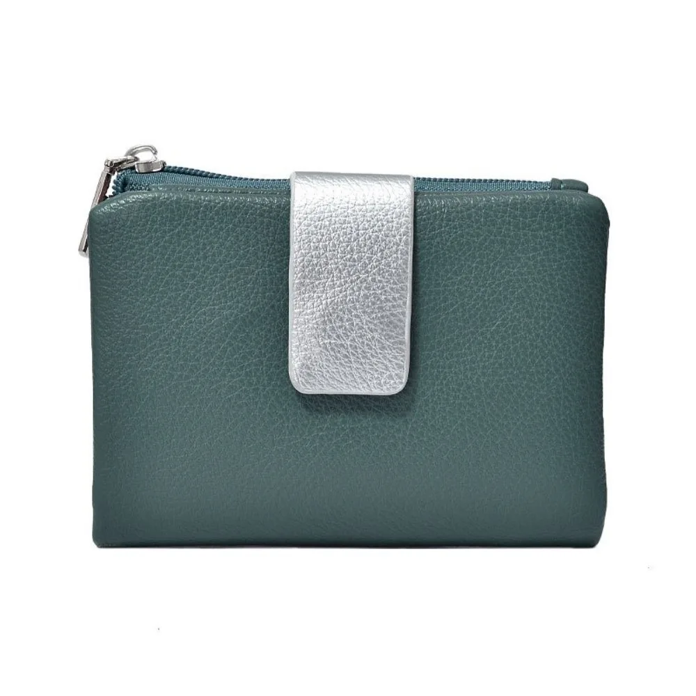 

Simple Ultra Thin Two Fold Wallet Zipper Multi-function Coin Pouch Multi Slot Short PU Leather Card Holder Women