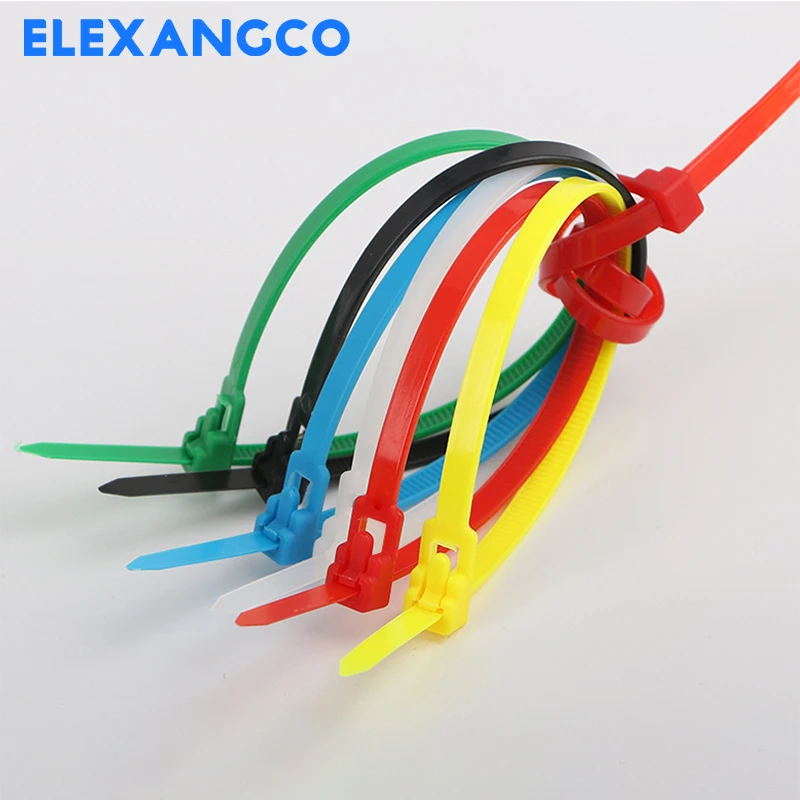 100PCS 5X200 Reusable Zip Ties Heavy Duty 6 Colors Removable Cable Ties Releasable Indoor Outdoor Nylon Wrap for Wire