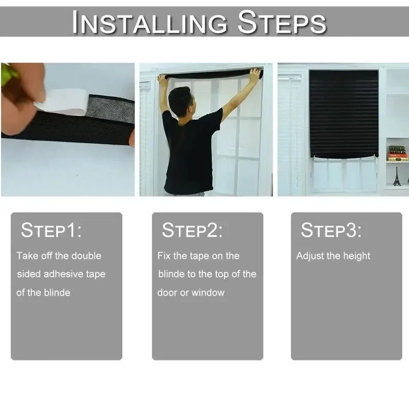 Semi-Black Self-Adhesive Blackout Blind Curtains For Bedroom Window